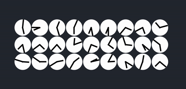 A gif of a Clock made from many smaller clocks